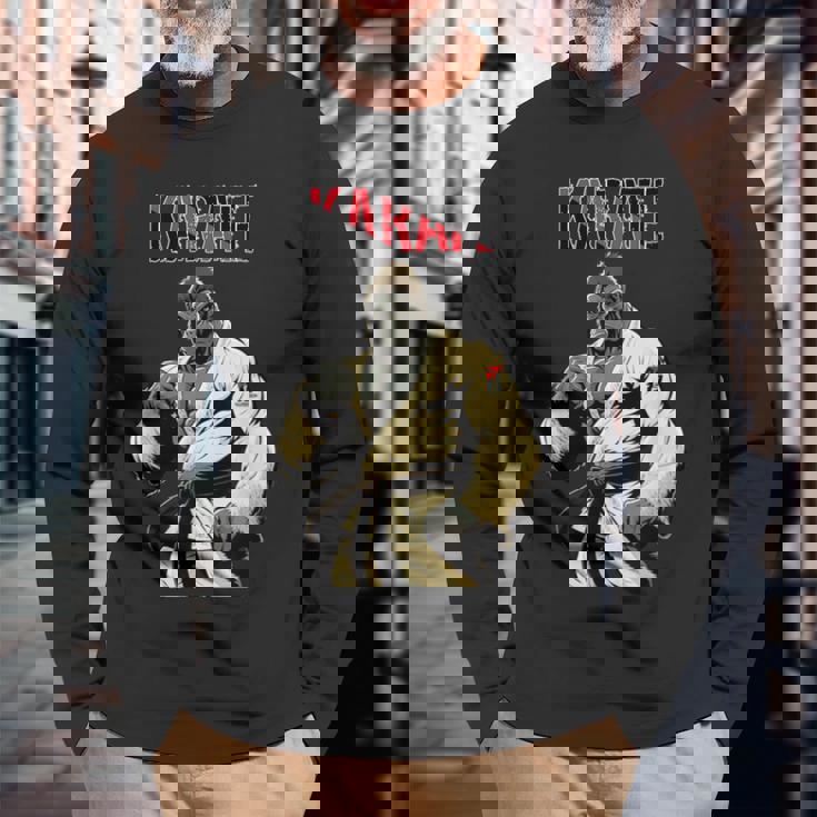 空手ゴリラ 空手ファイティングゴリラ 長袖Tシャツ 高齢者への贈り物