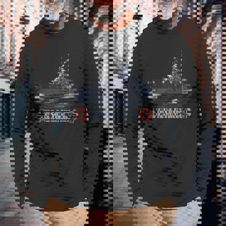 第二次世界大戦のドイツ戦艦ビスマルク 長袖Tシャツ 高齢者への贈り物