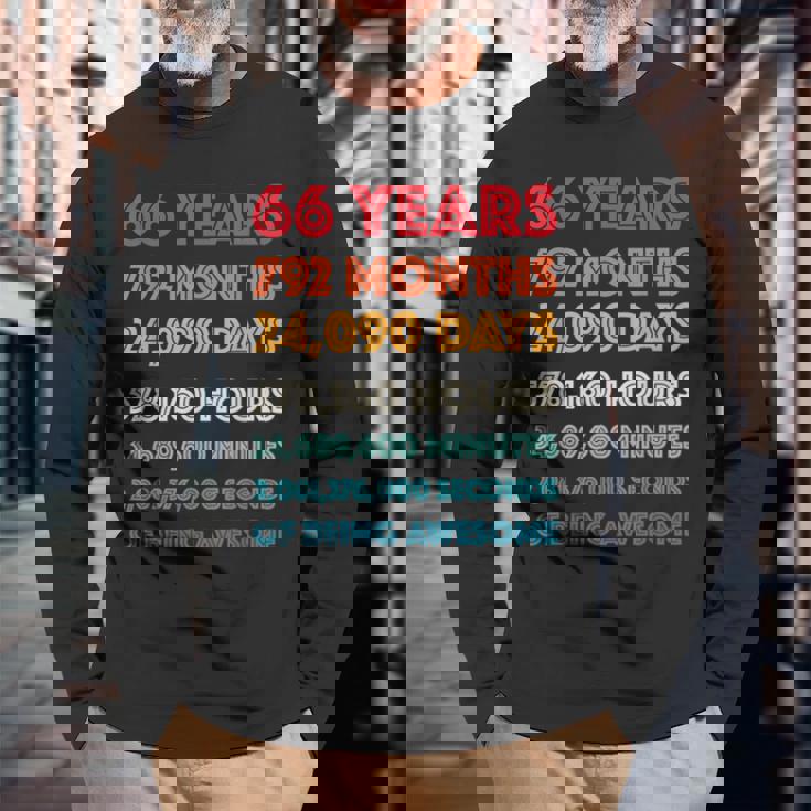 素晴らしい66歳の誕生日プレゼント 面白い レトロ 66歳の誕生日 長袖Tシャツ 高齢者への贈り物