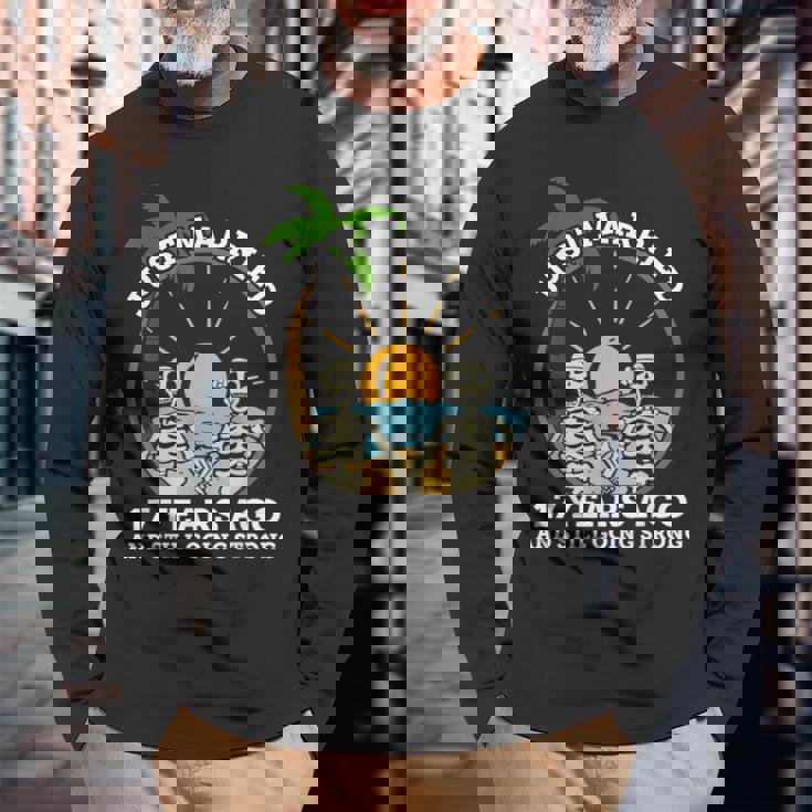 結婚記念日 カップル 結婚17年前 スケルトン 長袖Tシャツ 高齢者への贈り物