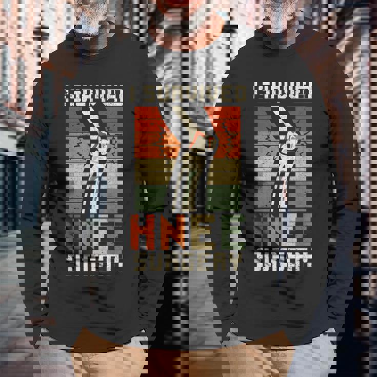 膝の手術の患者さん 面白い膝 長袖Tシャツ 高齢者への贈り物