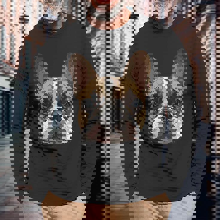 芸術的なフレンチドッグ愛好家フレンチブルドッグ 長袖Tシャツ 高齢者への贈り物