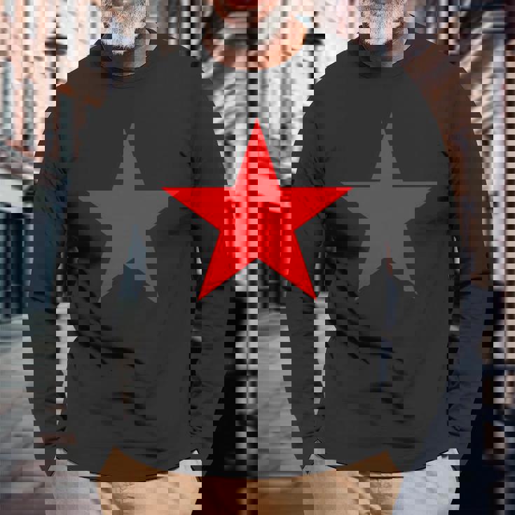 複数の色の赤い星 長袖tシャツ 長袖Tシャツ 高齢者への贈り物