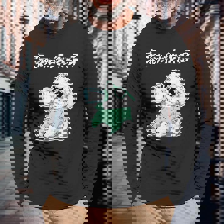 褒めたら伸びる子 マルチーズ グッズ 犬 おもしろ 面白い ネタ 笑える かわいい 長袖Tシャツ 高齢者への贈り物