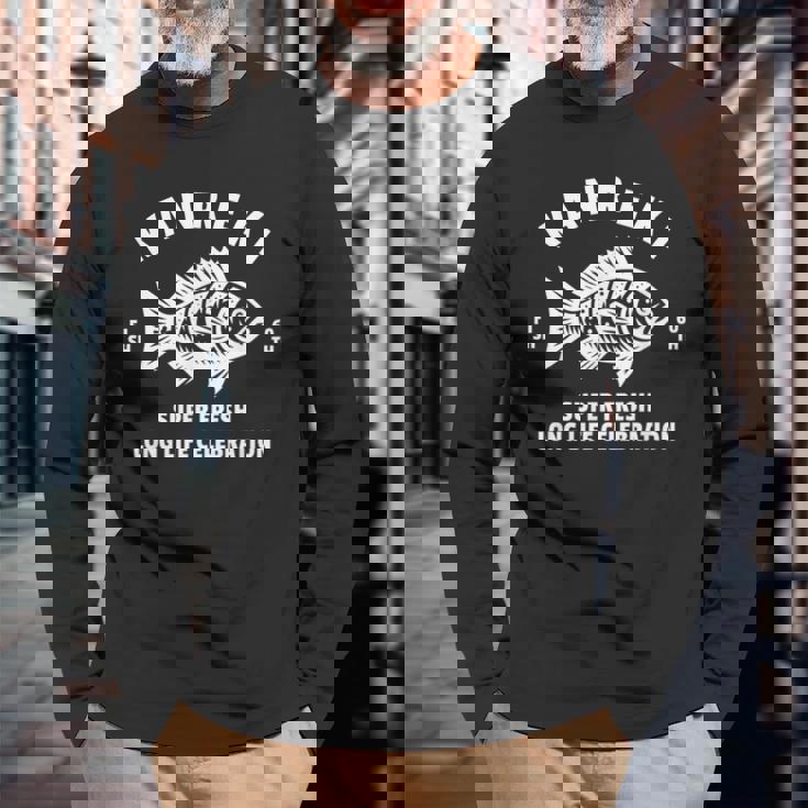 還暦祝い 魚釣りが趣味の60歳に贈る特別なお祝い 長寿・安全・大漁祈願 かっこいい 長袖Tシャツ 高齢者への贈り物