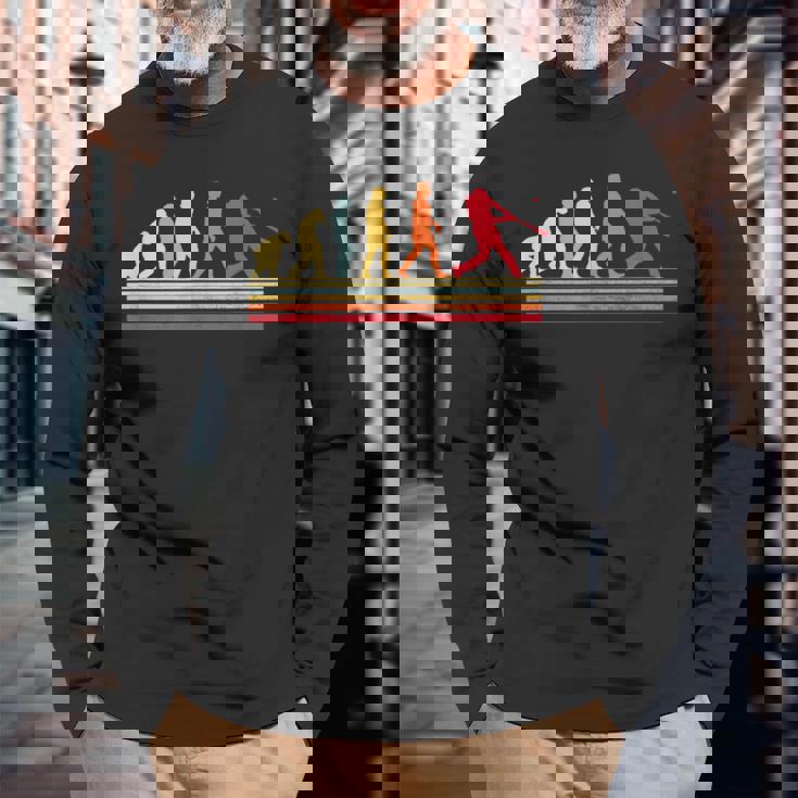 野球 人類の進化 面白いtシャツ おもしろ グッズ 服 ベースボール ネタ メンズ Evolution 野球部 男性 長袖Tシャツ 高齢者への贈り物