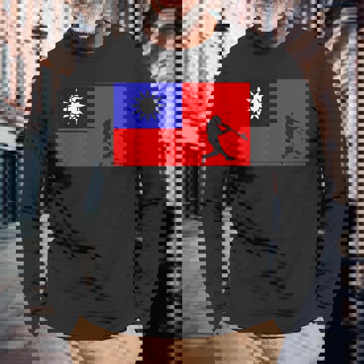 野球リーグ台湾国旗 アジア代表選手 長袖Tシャツ 高齢者への贈り物