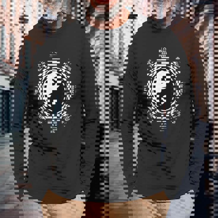 陰陽中国太極拳ギフト風水八卦カンフー 長袖Tシャツ 高齢者への贈り物