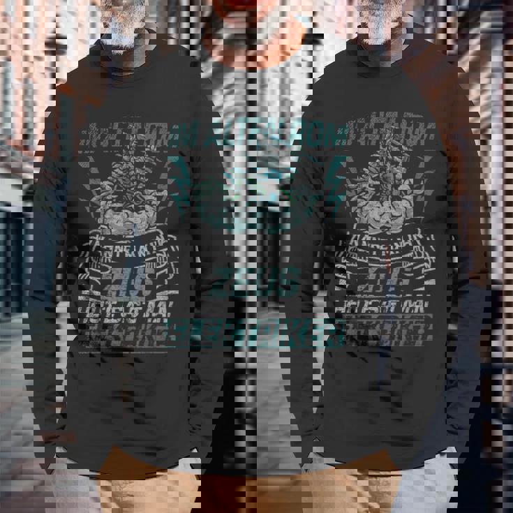 電気技師 ギフト ゼウス 長袖Tシャツ 高齢者への贈り物