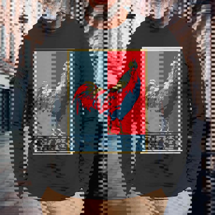 面白いtシャツ にわとり 鶏 鳥 メンズ おもしろ 面白い 服 おもしろグッズ ネタ ポスター チキン 長袖Tシャツ 高齢者への贈り物