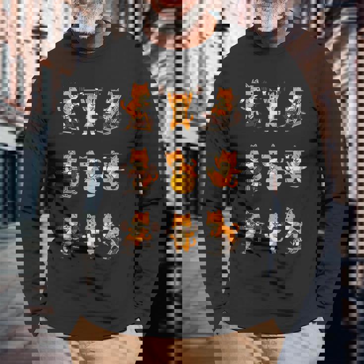 面白いtシャツ 猫 ネコ 筋トレ ジム おもしろグッズ かわいい おもしろtシャツ 面白い 服 ネタ 長袖Tシャツ 高齢者への贈り物