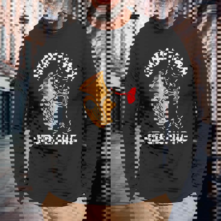 面白いチューバプレーヤー 長袖Tシャツ 高齢者への贈り物