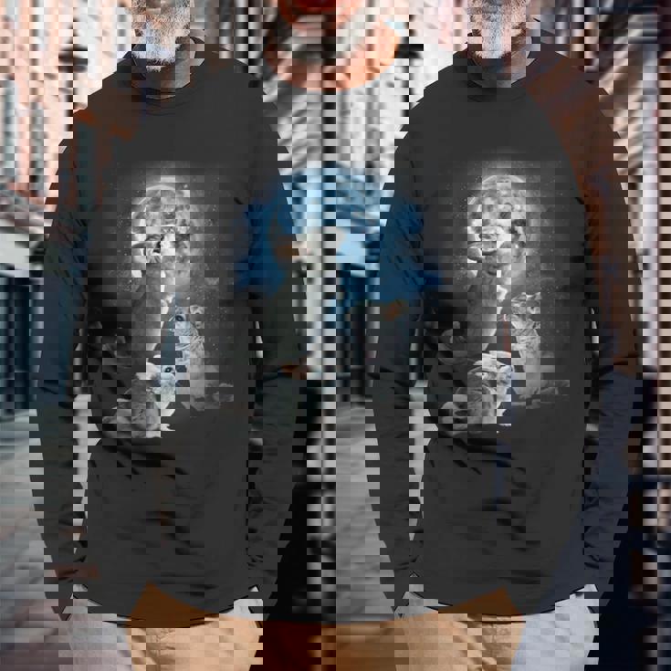 面白いチンチラシャツ 月に吠えるチンチラ 長袖Tシャツ 高齢者への贈り物