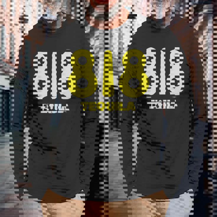 面白いドリンクデザイン 818 チームテキーラワインラバー 長袖Tシャツ 高齢者への贈り物