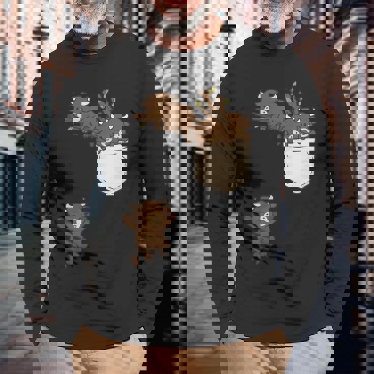 面白いバッファローバイソンかわいい遊び。 長袖Tシャツ 高齢者への贈り物