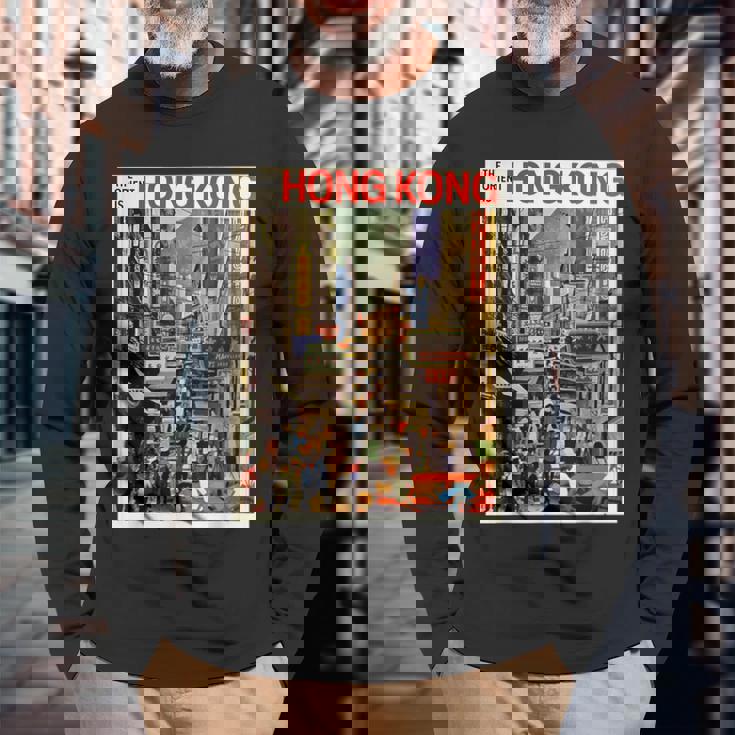 香港のお土産ポスター香港 長袖Tシャツ 高齢者への贈り物