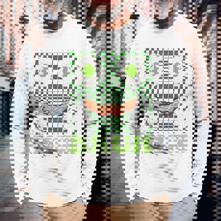 Bruh Green Face Eggs And Bacon Ham 朝食 聖パトリックズ 長袖Tシャツ 高齢者への贈り物