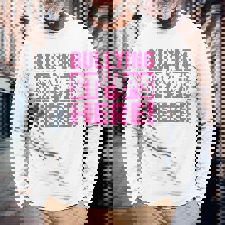 Bullyingtop Here ピンクシャツデー 長袖Tシャツ 高齢者への贈り物