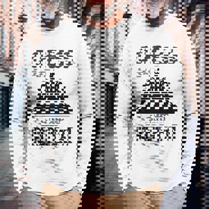 Chess Play チェス盤 チェスマット ギフトアイデア 長袖Tシャツ 高齢者への贈り物