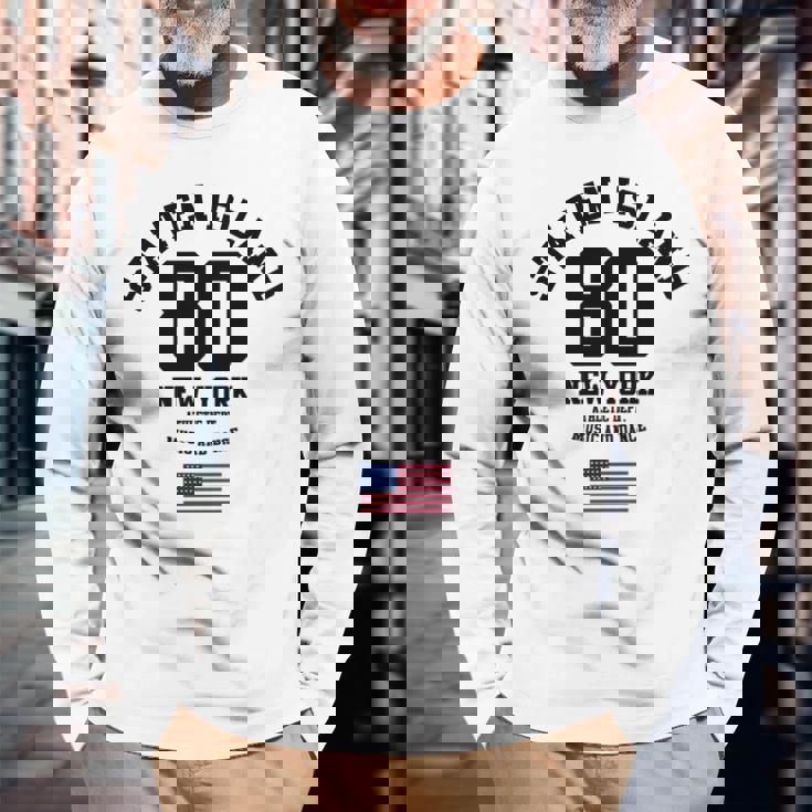 Cooltaten Island New York City Illustration Fashiontyle 長袖tシャツ 長袖Tシャツ 高齢者への贈り物