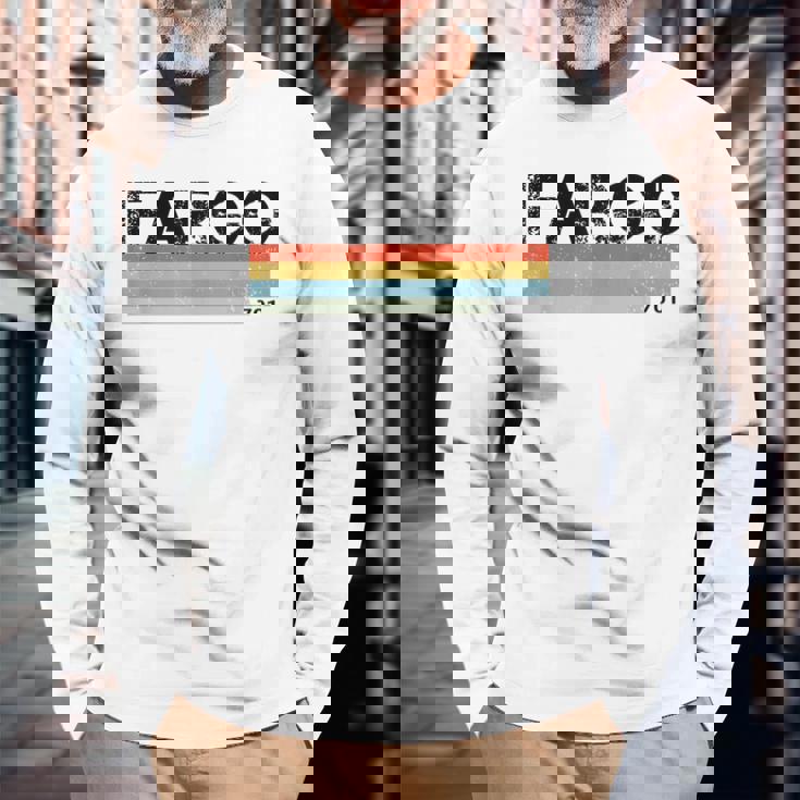 Fargo City レトロ ヴィンテージ ストライプ ギフトとお土産 長袖Tシャツ 高齢者への贈り物