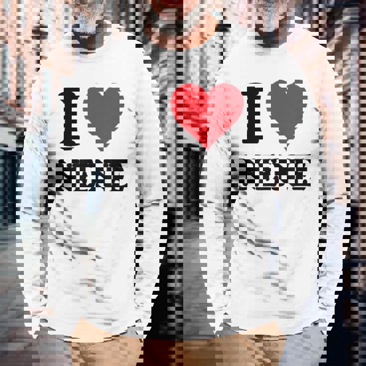 I Heart Nene 名 I Love パーソナライズ 長袖Tシャツ 高齢者への贈り物