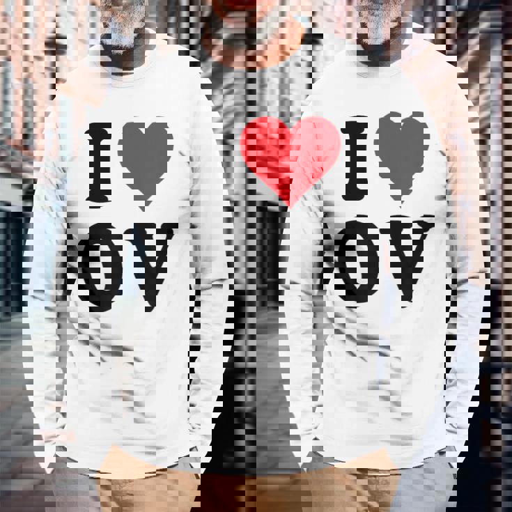I Heart Ov Initials I Love OV First And Last Name O 長袖Tシャツ 高齢者への贈り物