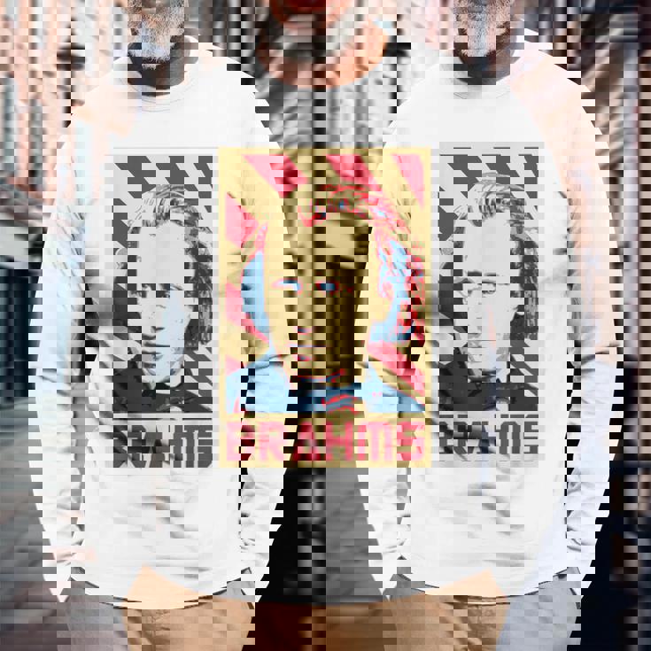 Johannes Brahms クラシック音楽の作曲家 レトロ調 長袖Tシャツ 高齢者への贈り物