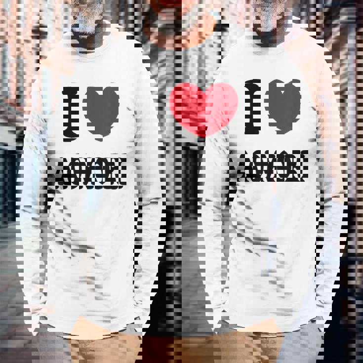 I Love Aomori 青森が大好き 長袖Tシャツ 高齢者への贈り物