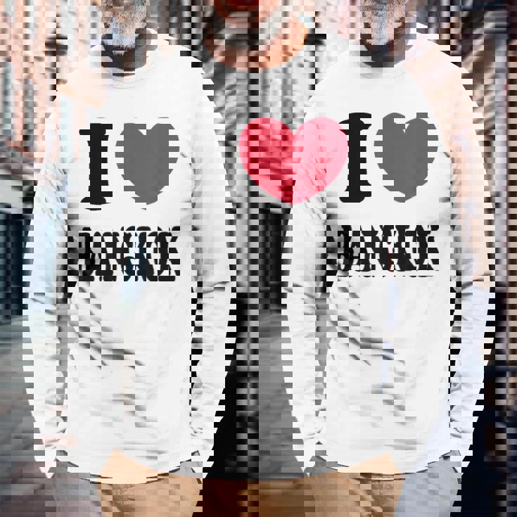 I Love Bangkok バンコクが大好き 長袖Tシャツ 高齢者への贈り物