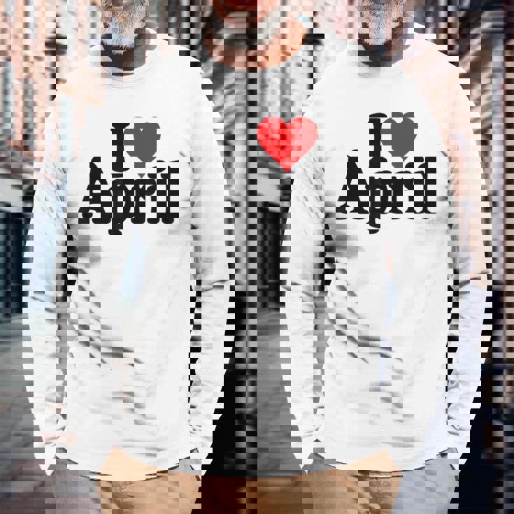 I Love Heart April Nameon A 長袖Tシャツ 高齢者への贈り物