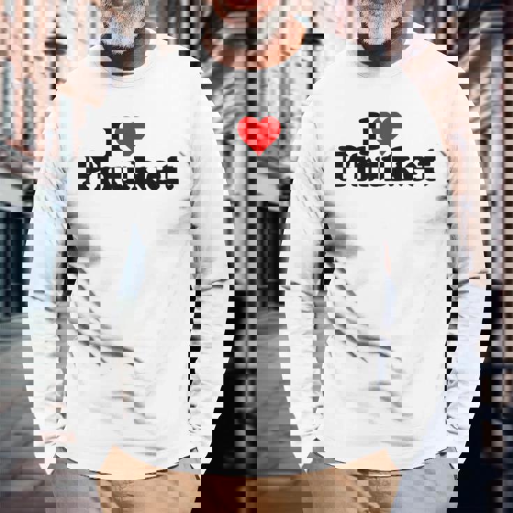 I Love Heart Phuket Thitand 長袖Tシャツ 高齢者への贈り物