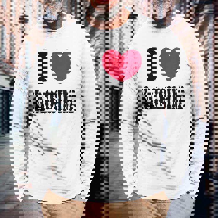 I Love Kagoshima 鹿児島大好き 長袖Tシャツ 高齢者への贈り物