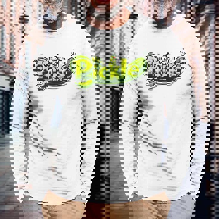 Mr Pickle ピクルス 風変わりで楽しいグラフィックピクルス 長袖Tシャツ 高齢者への贈り物