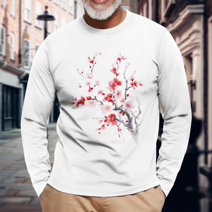 Roseakura Arbre Jolie Fleur Fleur De Cerisier Japonais T-shirt à manches longues Cadeaux pour les vieillards
