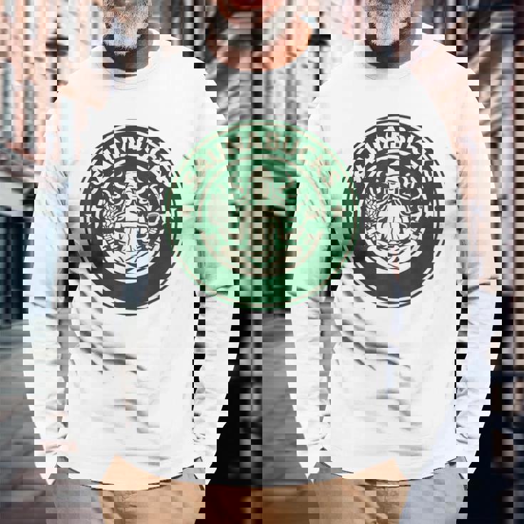 Saunabucks サウナ パロディ サウナー向け おもしろデザイン ととのう グッズ おもしろ 文字 スタバ カフェ 長袖Tシャツ 高齢者への贈り物