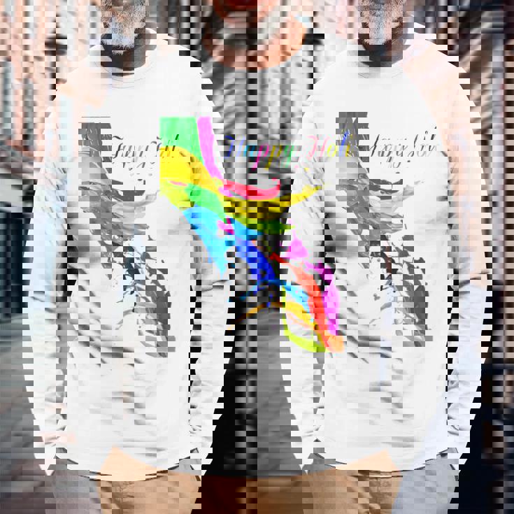 Vibrant And Colorful Holi 長袖Tシャツ 高齢者への贈り物