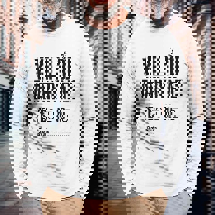 Will You Marry Me Wedding おもしろプロポーズ 長袖Tシャツ 高齢者への贈り物