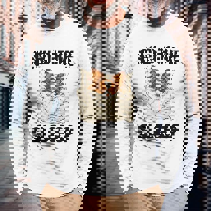 かわいいパピヨンドッグは睡眠パジャマナイトガウンが必要です 長袖Tシャツ 高齢者への贈り物