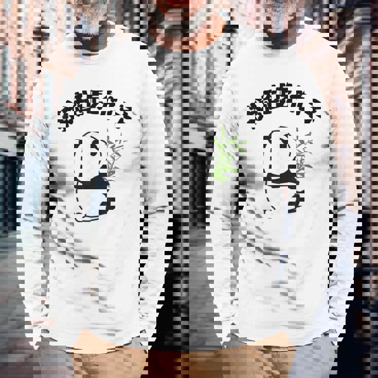 かわいいパンダ 中国風日本語 面白 長袖Tシャツ 高齢者への贈り物