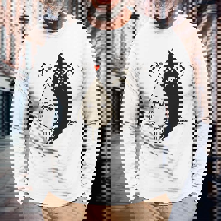 かわいい影モンスター コントラスト イラスト 長袖tシャツ 長袖Tシャツ 高齢者への贈り物