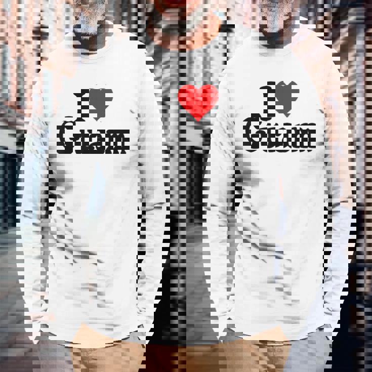 アイラブハートグアムグアマニアンプライド 長袖Tシャツ 高齢者への贈り物