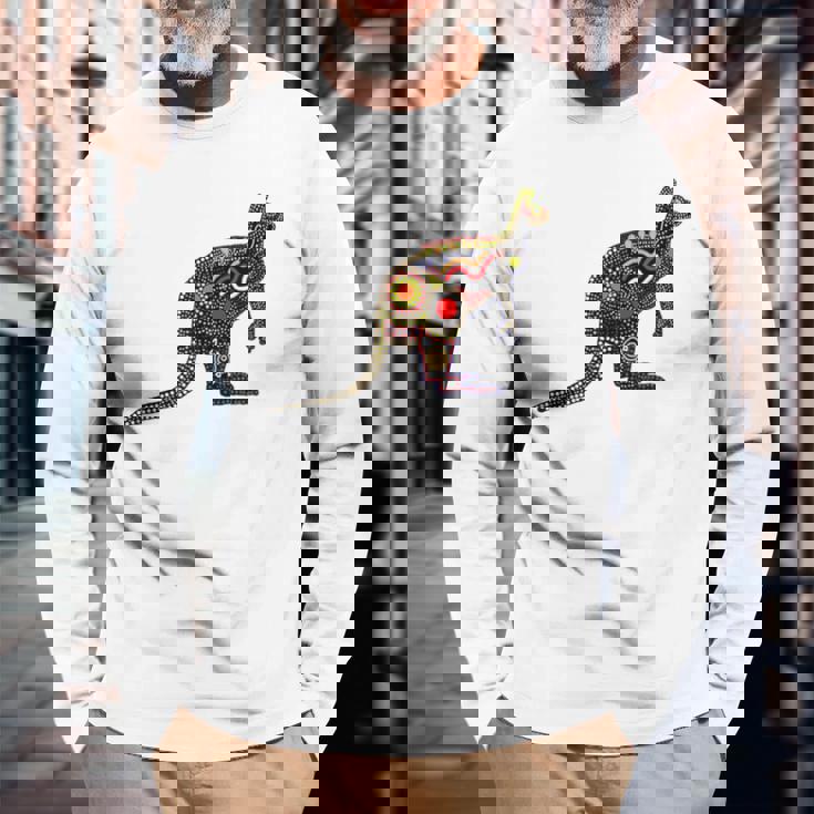 アボリジニアート カンガルー。 長袖Tシャツ 高齢者への贈り物