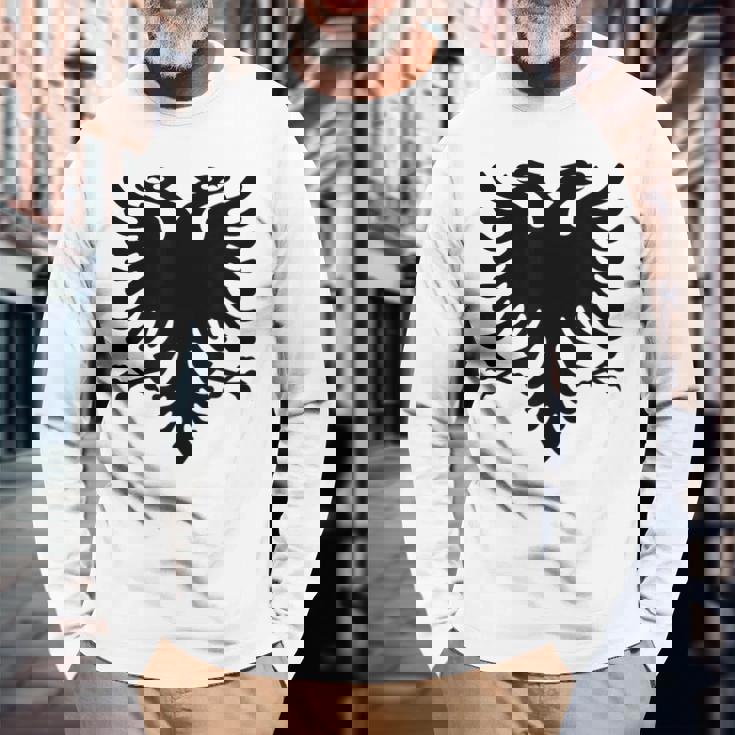 アルバニア国旗 アルバニア バルカン アルバニア国旗 アルバニア国旗 アルバニア国旗 長袖Tシャツ 高齢者への贈り物