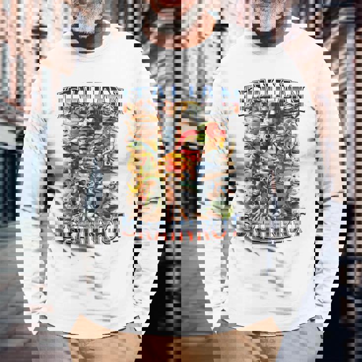 イタリアンブレインロットファニーイタリアンブレインロットミーム 長袖Tシャツ 高齢者への贈り物