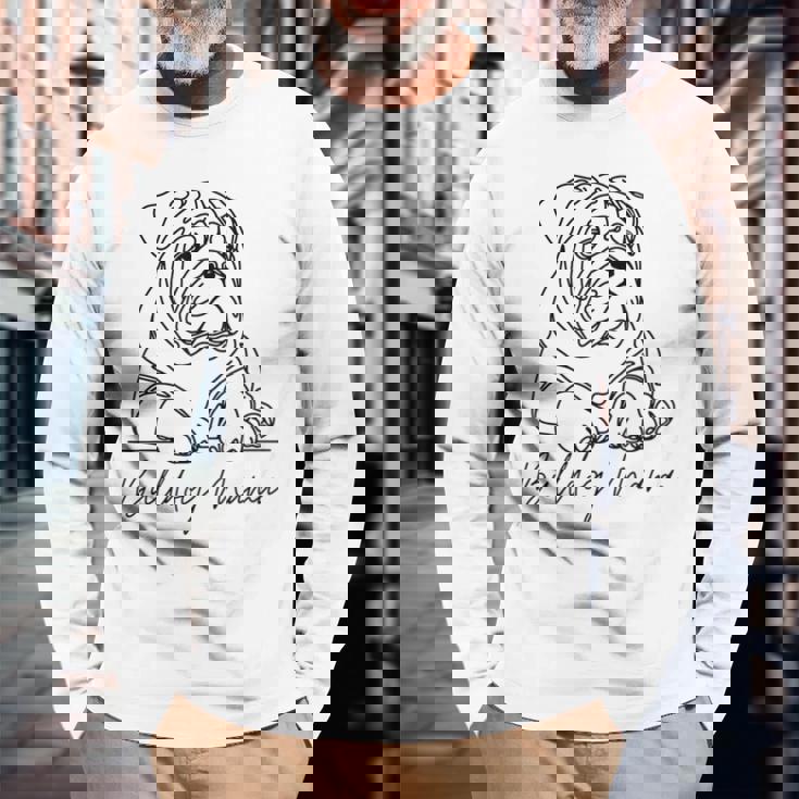 イングリッシュブルドッグ ママ ブルドッグ ママ キュート ラインアート 犬 アーティスティック 長袖Tシャツ 高齢者への贈り物