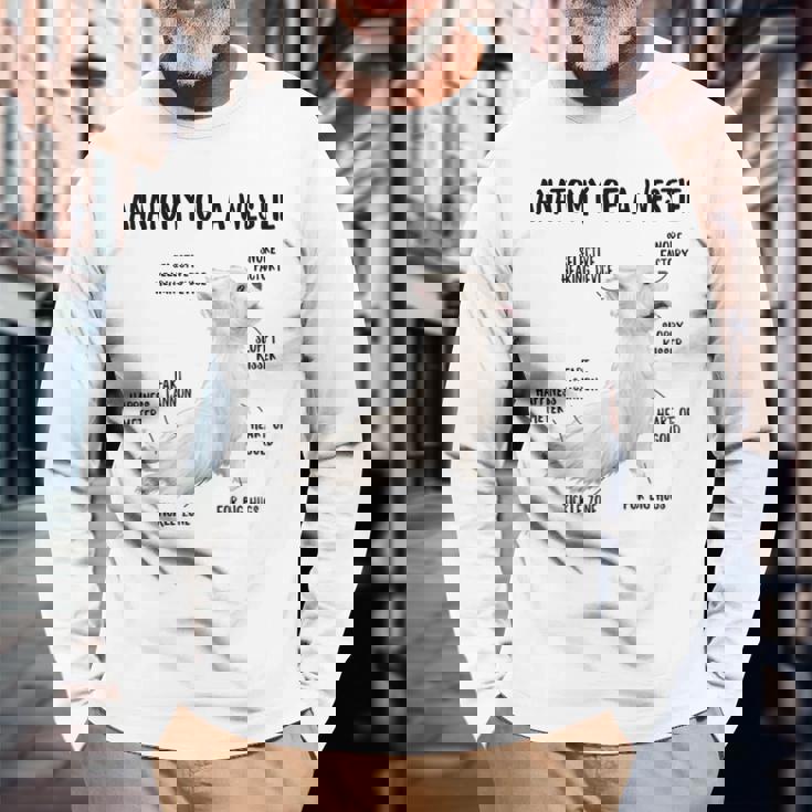 ウエスト・ハイランド・ホワイト・テリア犬の子犬ウェスティの解剖学 長袖Tシャツ 高齢者への贈り物