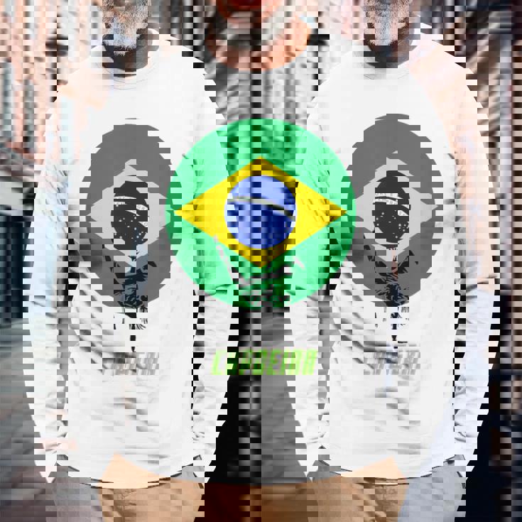 カポエイラ ブラジル国旗 長袖Tシャツ 高齢者への贈り物