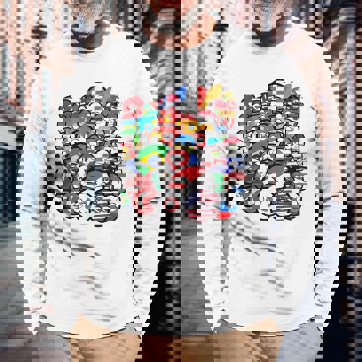 カントリーボールまたはポーランドボールの各国のグループ写真 長袖Tシャツ 高齢者への贈り物