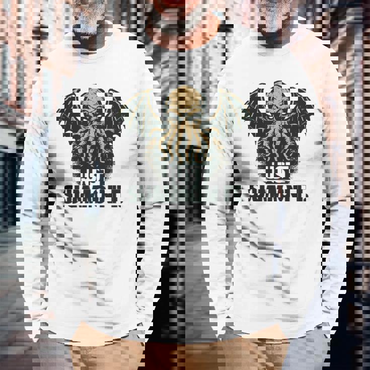 クトゥルフ、ただ召喚するだけ、面白い宇宙ホラークトゥルフカルト。 長袖tシャツ 長袖Tシャツ 高齢者への贈り物